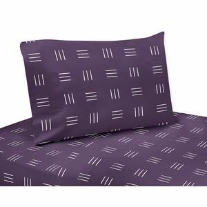 Boho Hatch Plum Purple and White Twin Sheet Set