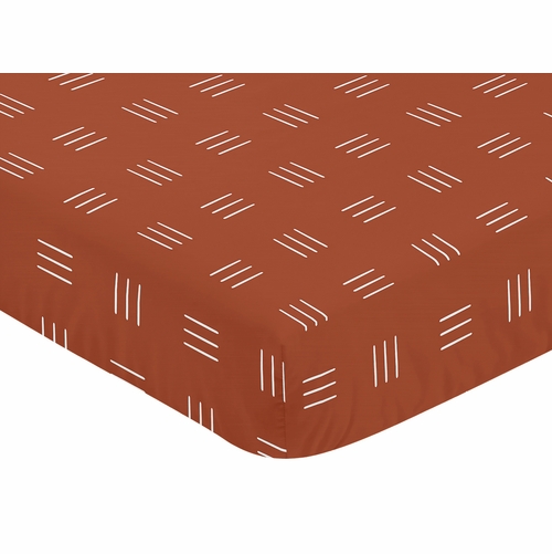 Boho Hatch Rust and White Crib Sheet - alt image 2