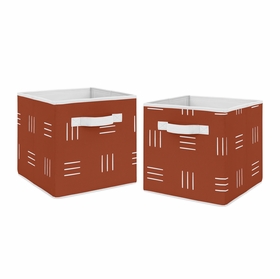 Boho Hatch Rust and White Foldable Fabric Storage Bins