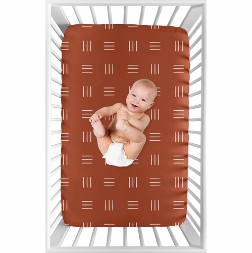 Boho Hatch Rust and White Mini Crib Sheet - alt image 2