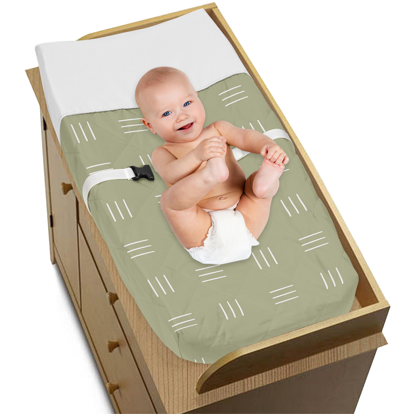 Boho Hatch Sage and White Changing Pad Cover