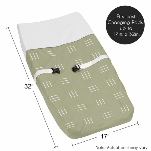 Boho Hatch Sage and White Changing Pad Cover - alt image 4