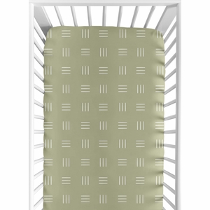 Boho Hatch Sage and White Crib Sheet