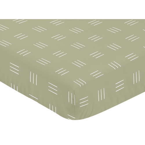 Boho Hatch Sage and White Crib Sheet - alt image 2