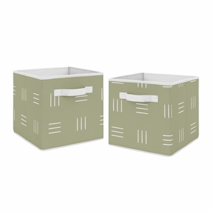 Boho Hatch Sage and White Foldable Fabric Storage Bins