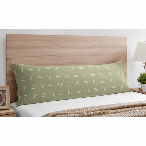 Boho Hatch Sage and White Full Length Body Pillow Cover - alt image 1