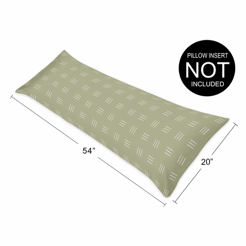 Boho Hatch Sage and White Full Length Body Pillow Cover - alt image 3