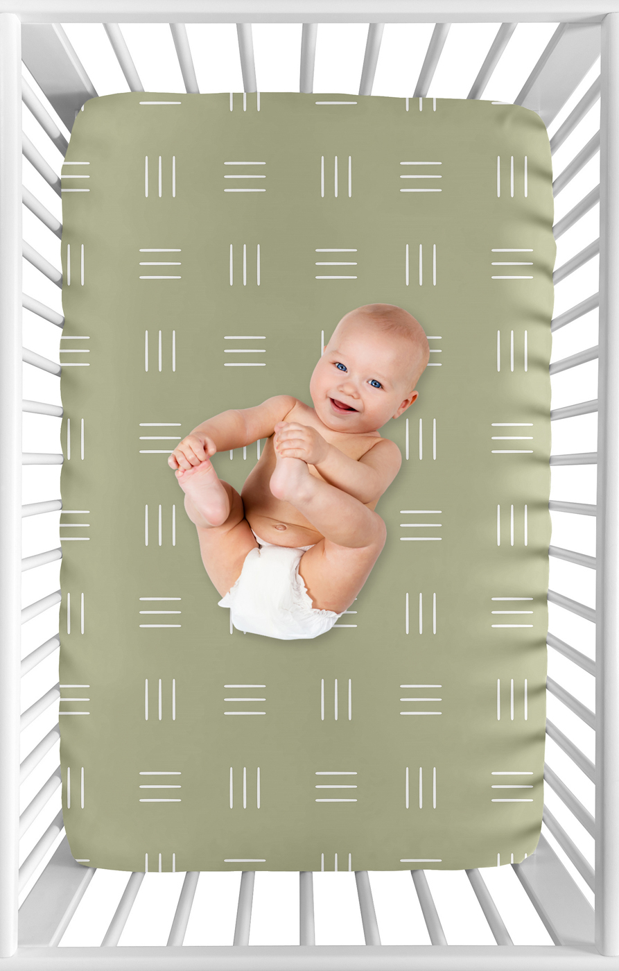 Boho Hatch Sage and White Mini Crib Sheet