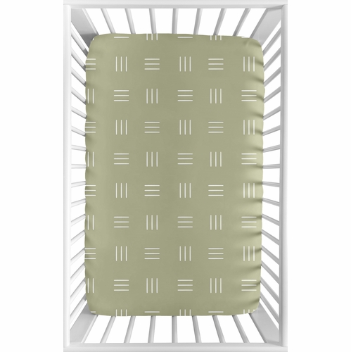 Boho Hatch Sage and White Mini Crib Sheet