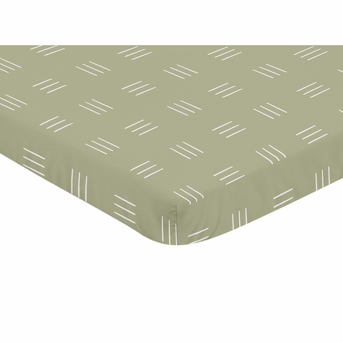 Boho Hatch Sage and White Mini Crib Sheet - alt image 1