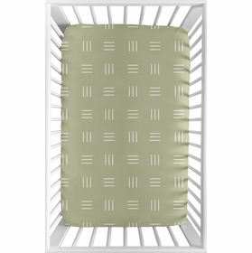 Boho Hatch Sage and White Mini Crib Sheet