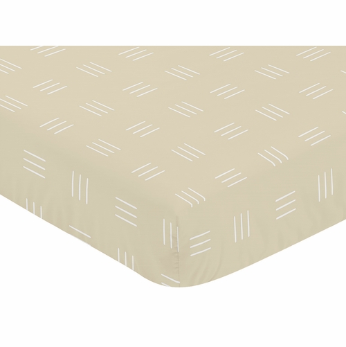 Boho Hatch Taupe and White Crib Sheet - alt image 2