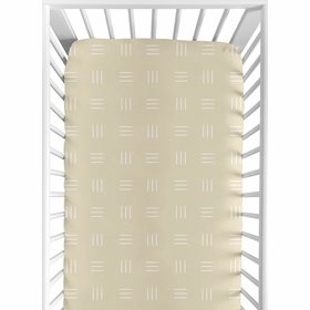 Boho Hatch Taupe and White Crib Sheet