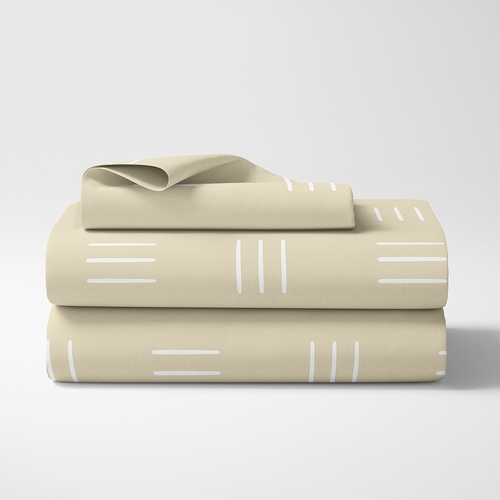 Boho Hatch Taupe and White Twin Sheet Set - alt image 1