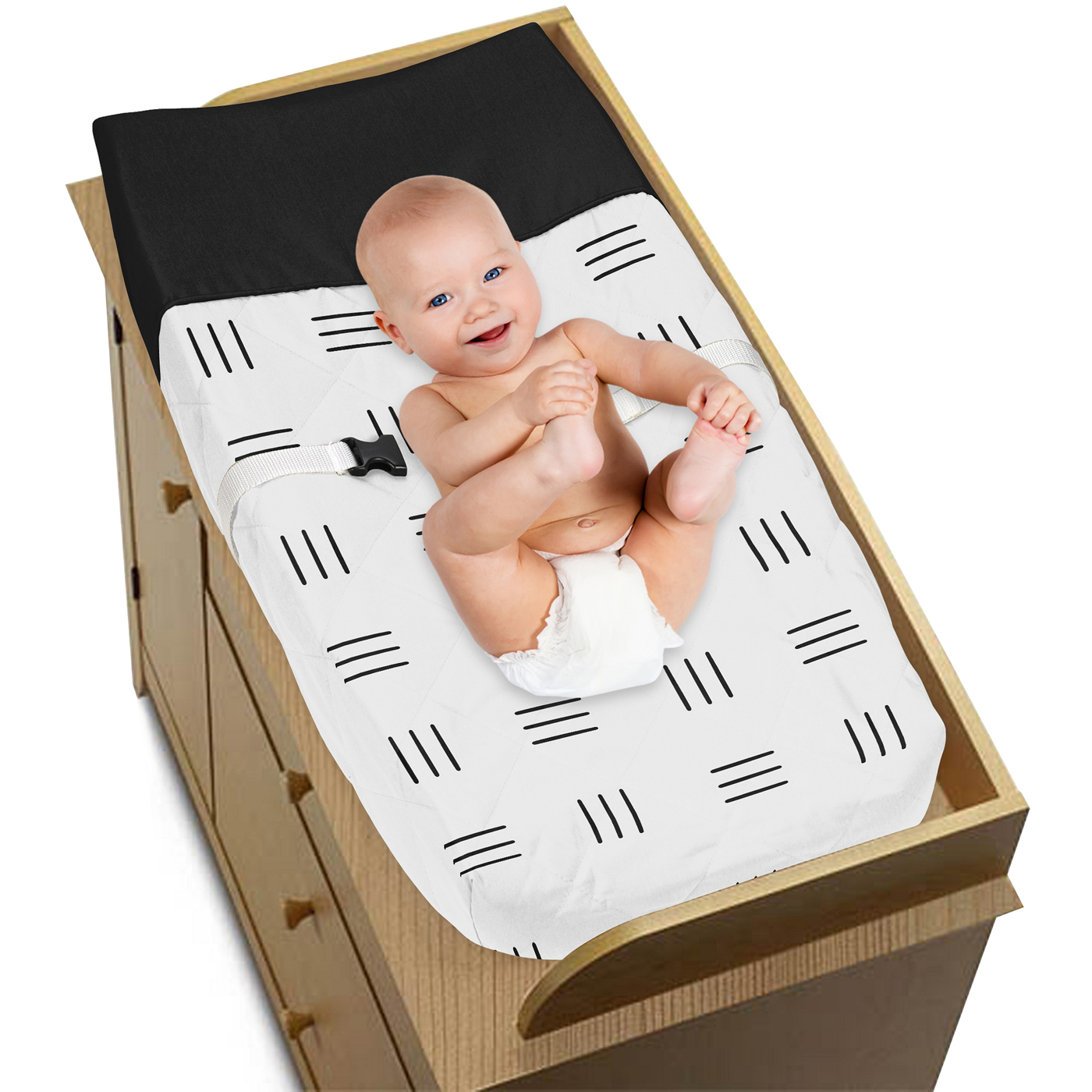 Boho Hatch White and Black Changing Pad Cover