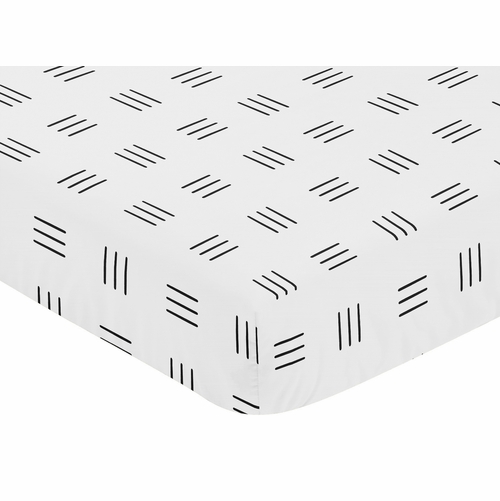 Boho Hatch White and Black Crib Sheet - alt image 2