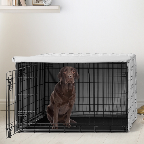 Boho Hatch White and Black Dog Crate Kennel Cover 42in. - alt image 1