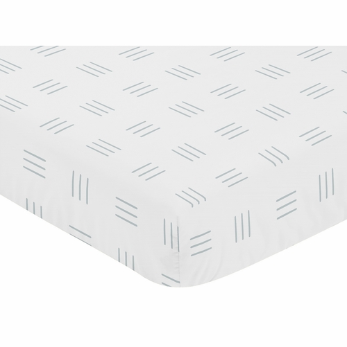 Boho Hatch White and Blue Crib Sheet - alt image 2