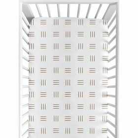Boho Hatch White and Cocoa Brown Crib Sheet