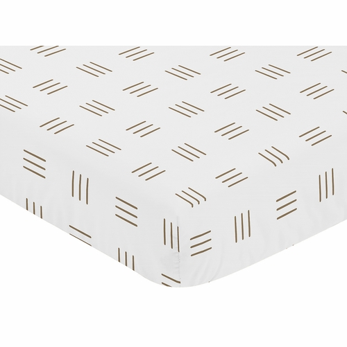 Boho Hatch White and Cocoa Brown Crib Sheet - alt image 2