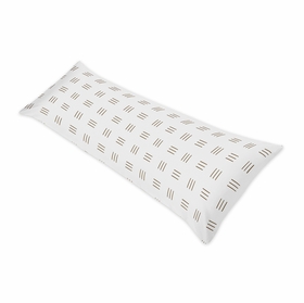 Boho Hatch White and Cocoa Brown Full Length Body Pillow Cover