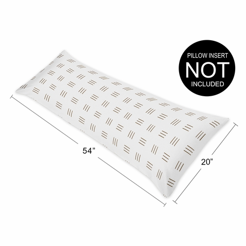 Boho Hatch White and Cocoa Brown Full Length Body Pillow Cover - alt image 5