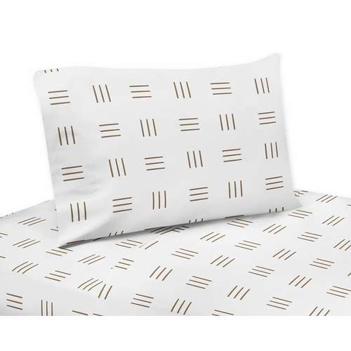 Boho Hatch White and Cocoa Brown Twin Sheet Set