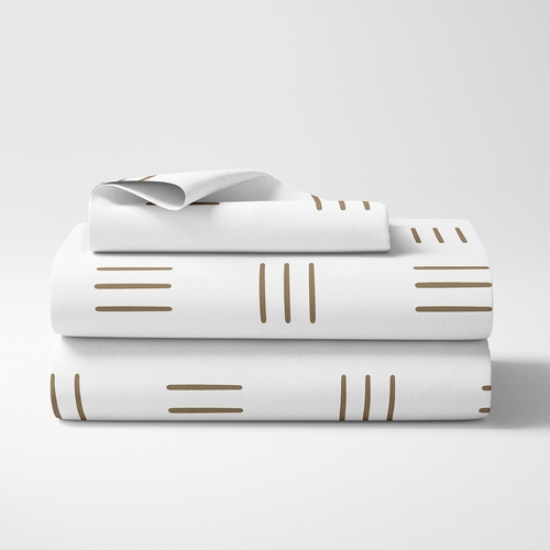 Boho Hatch White and Cocoa Brown Twin Sheet Set - alt image 1