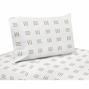 Boho Hatch White and Cocoa Brown Twin Sheet Set