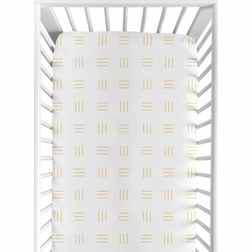 Boho Hatch White and Mustard Crib Sheet