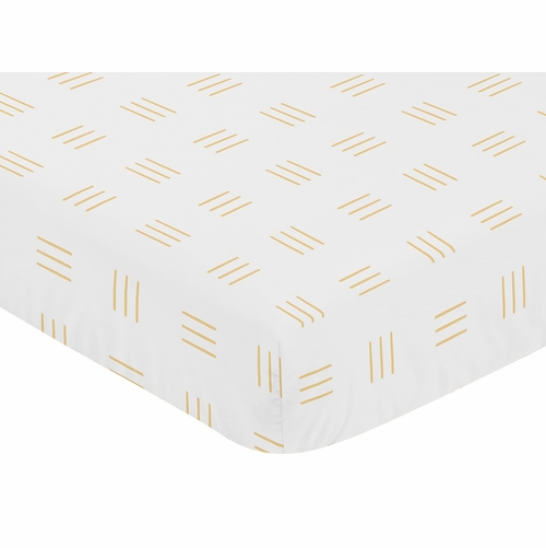 Boho Hatch White and Mustard Crib Sheet - alt image 2