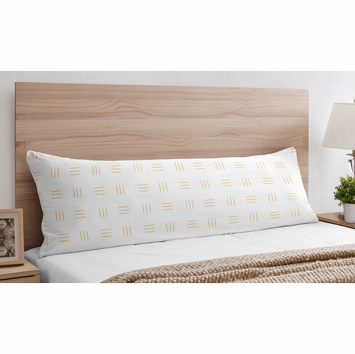 Boho Hatch White and Mustard Full Length Body Pillow Cover - alt image 1