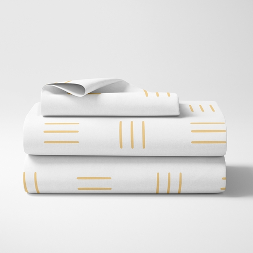 Boho Hatch White and Mustard Twin Sheet Set - alt image 1