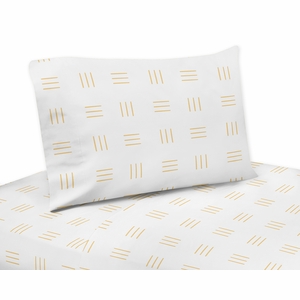 Boho Hatch White and Mustard Twin Sheet Set