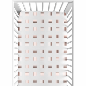 Boho Hatch White and Rust Crib Sheet