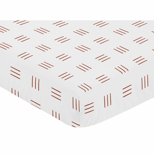 Boho Hatch White and Rust Crib Sheet - alt image 2