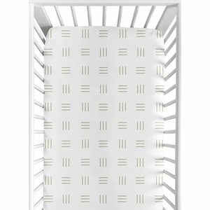 Boho Hatch White and Sage Crib Sheet