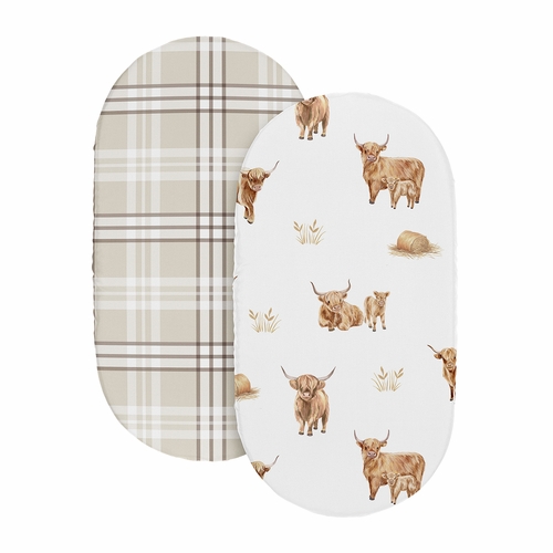 Boho Highland Cow Collection 2 Pack Baby Bassinet Fitted Sheets - alt image 1