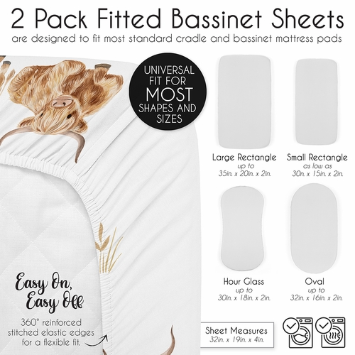 Boho Highland Cow Collection 2 Pack Baby Bassinet Fitted Sheets - alt image 5