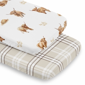 Boho Highland Cow Collection 2 Pack Baby Bassinet Fitted Sheets