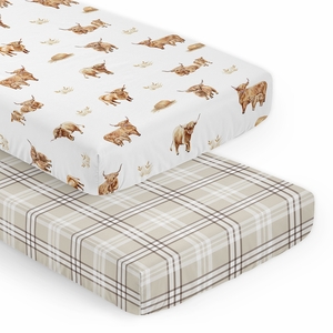 Boho Highland Cow Collection 2 Pack Crib Sheets