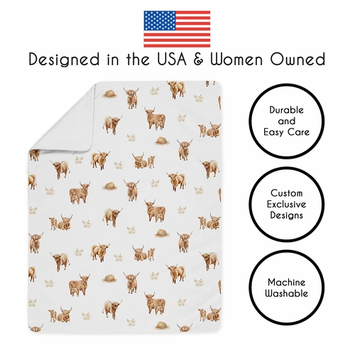 Boho Highland Cow Collection 3 Piece Crib Bedding - alt image 3