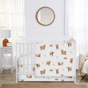 Boho Highland Cow Collection 3 Piece Crib Bedding