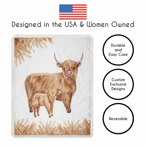 Boho Highland Cow Collection 4 Piece Crib Bedding - alt image 3