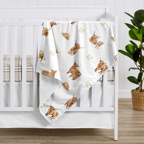 Boho Highland Cow Collection Baby Blanket - alt image 1