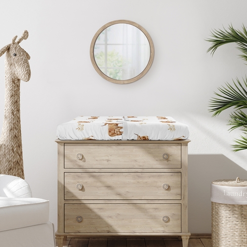 Boho Highland Cow Collection Changing Pad Cover Sheet - alt image 1