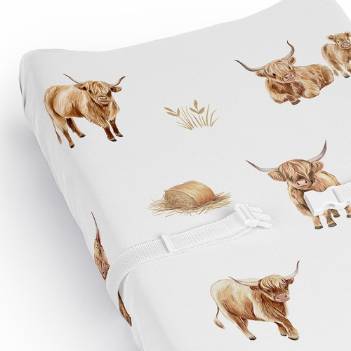 Boho Highland Cow Collection Changing Pad Cover Sheet - alt image 3