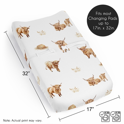 Boho Highland Cow Collection Changing Pad Cover Sheet - alt image 5