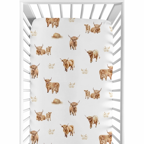 Boho Highland Cow Collection Crib Sheet