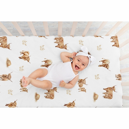 Boho Highland Cow Collection Crib Sheet - alt image 5